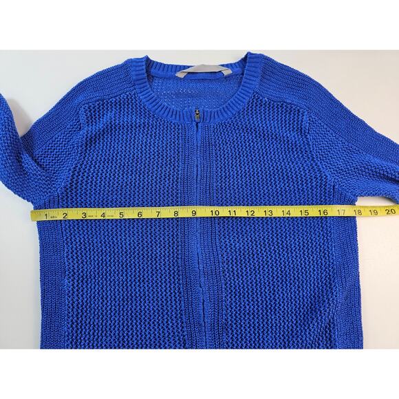Athleta sz small mesh net see through layering full zip sweater blue EUC active - Picture 7 of 8